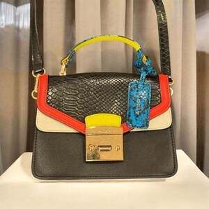 Aldo Multicolor Satchel with Gold Accents